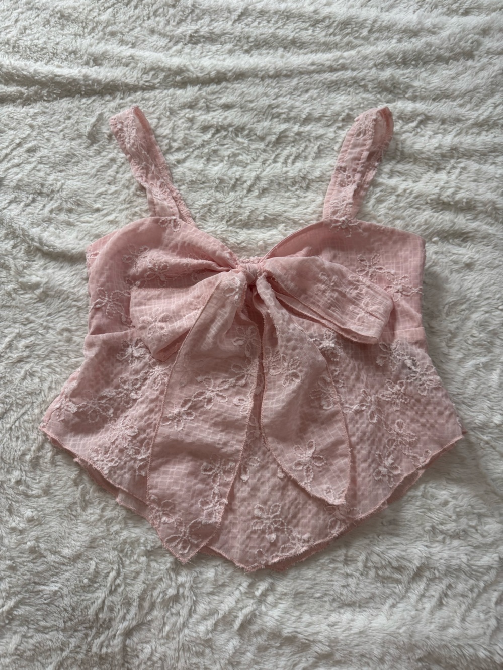 Pink Ruffle Bow Cami Top